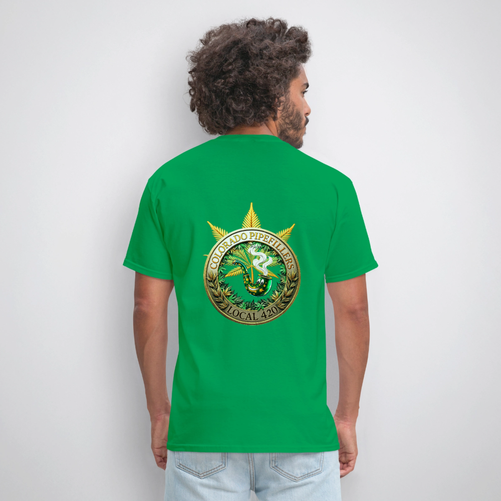 COLORADO PIPEFILLERS LOCAL 420 F/B EMBLEMS Men's T-Shirt - bright green