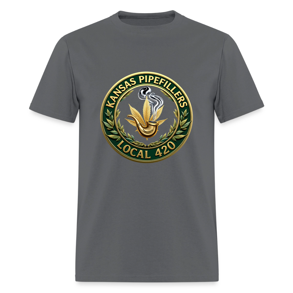 KANSAS PIPEFILLERS LOCAL 420 F/B DESIGNS Men's T-Shirt - charcoal