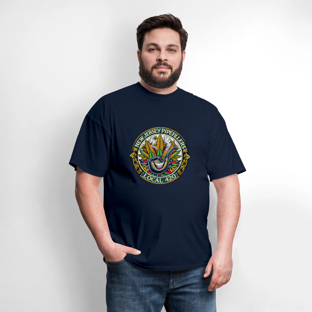 NEW JERSEY PIPEFILLERS LOCAL 420  Men's T-Shirt - navy