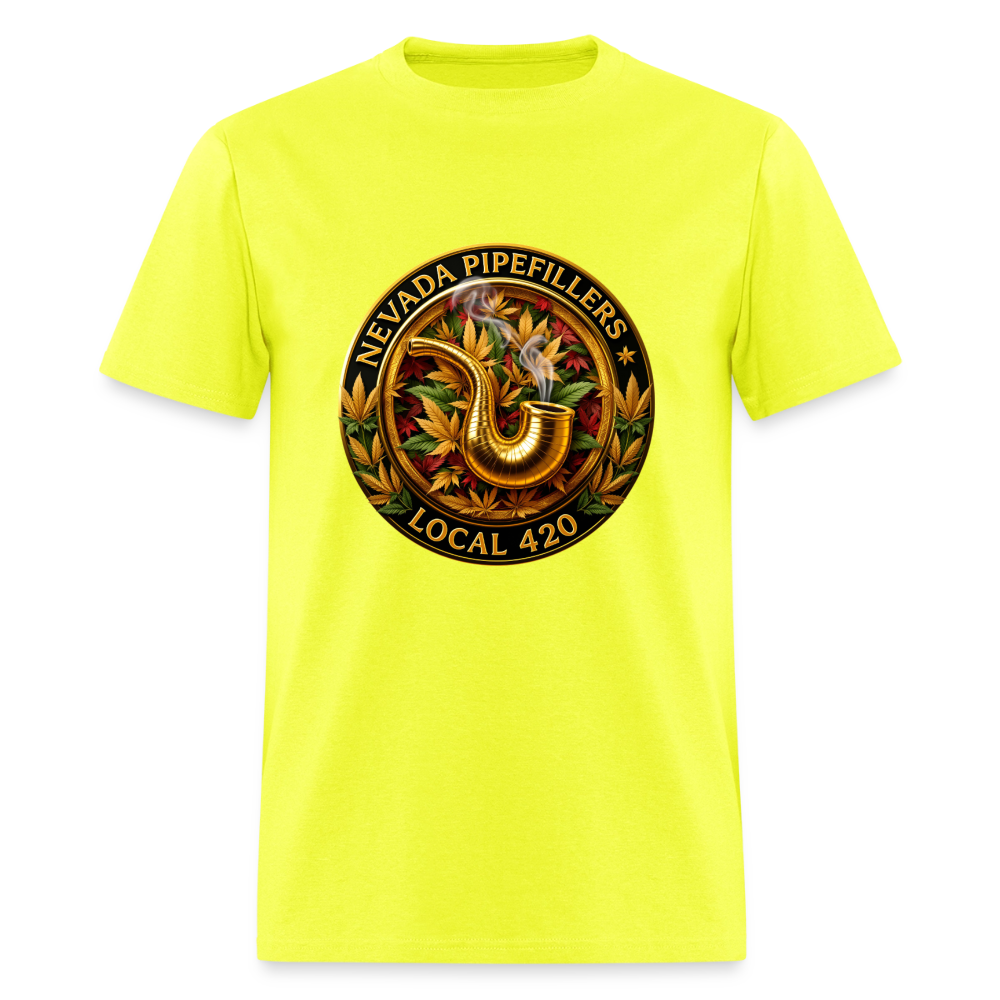 NEVADA PIPEFILLERS LOCAL 420  Men's T-Shirt - safety green