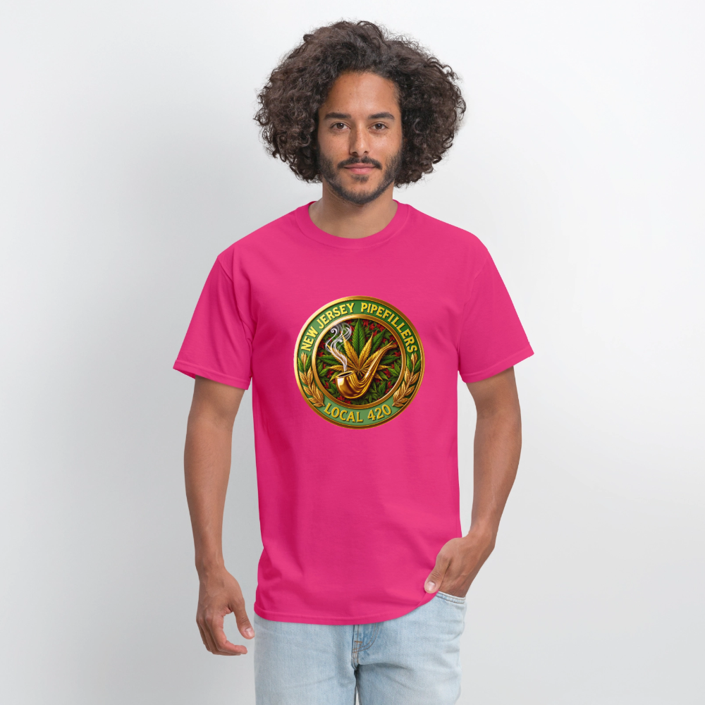 NEW JERSEY PIPEFILLERS LOCAL 420 F/B DESIGN Men's T-Shirt - fuchsia