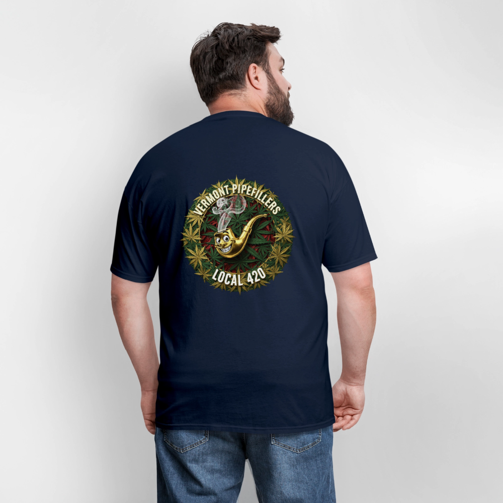 VERMONT PIPEFILLERS LOCAL 420  F/B DESIGN Men's T-Shirt - navy
