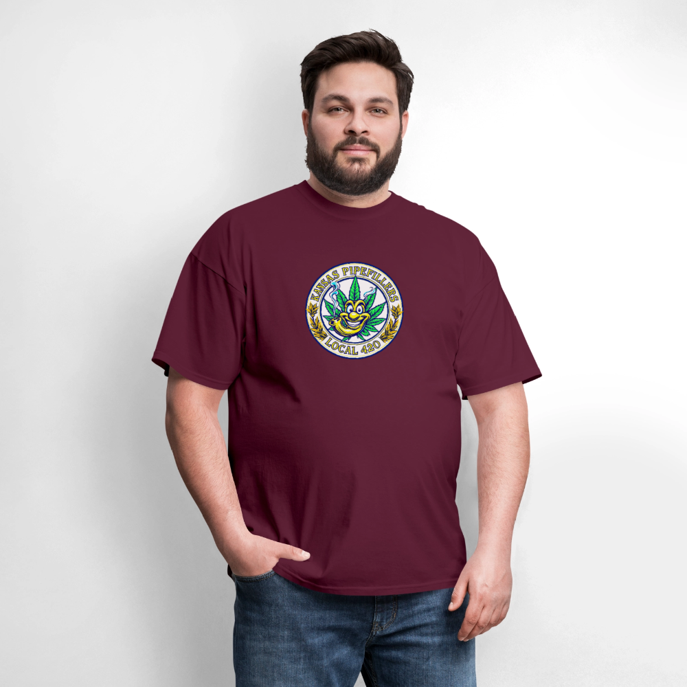 KANSAS PIPEFILLERS LOCAL 420 F/B DESIGNS Men's T-Shirt - burgundy