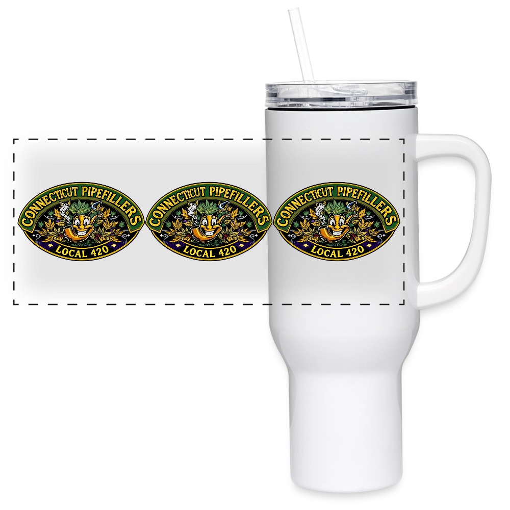 CONNECTICUT PIPEFILLERD LOCAL 420 40oz Stainless Steel Travel Tumbler - white