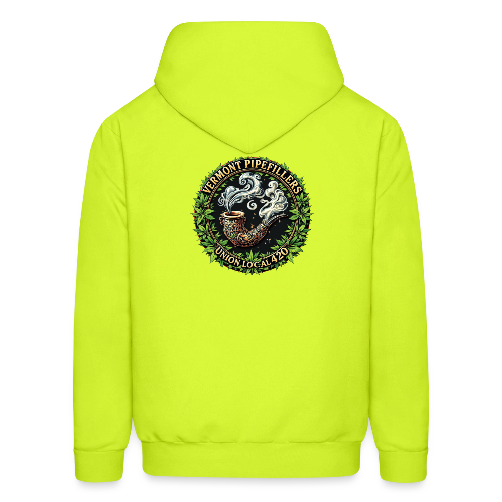 VERMONT PIPEFILLERS LOCAL 420 2 EMBLEM Men's Hoodie - safety green