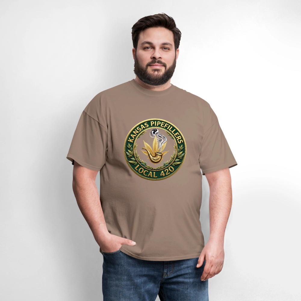 KANSAS PIPEFILLERS LOCAL 420 F/B DESIGNS Men's T-Shirt - safari