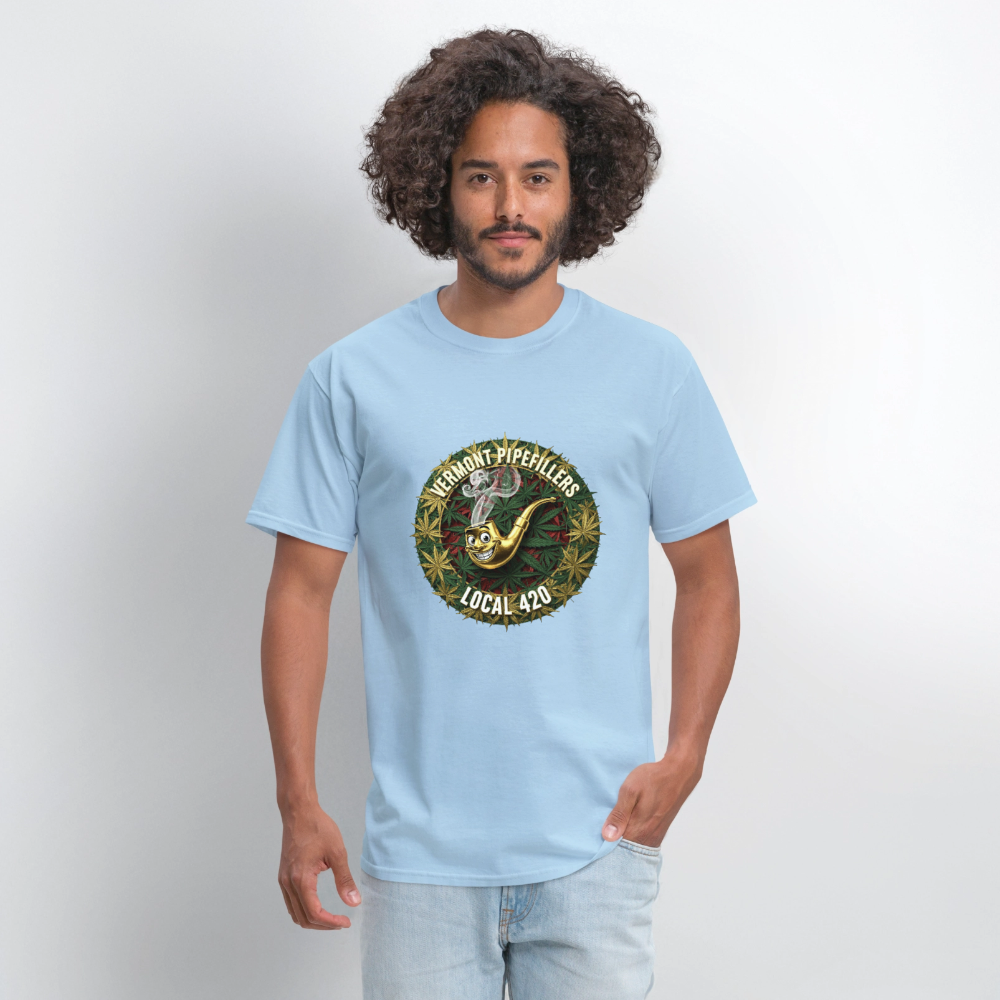 VERMONT PIPEFILLERS LOCAL 420  F/B DESIGN Men's T-Shirt - powder blue
