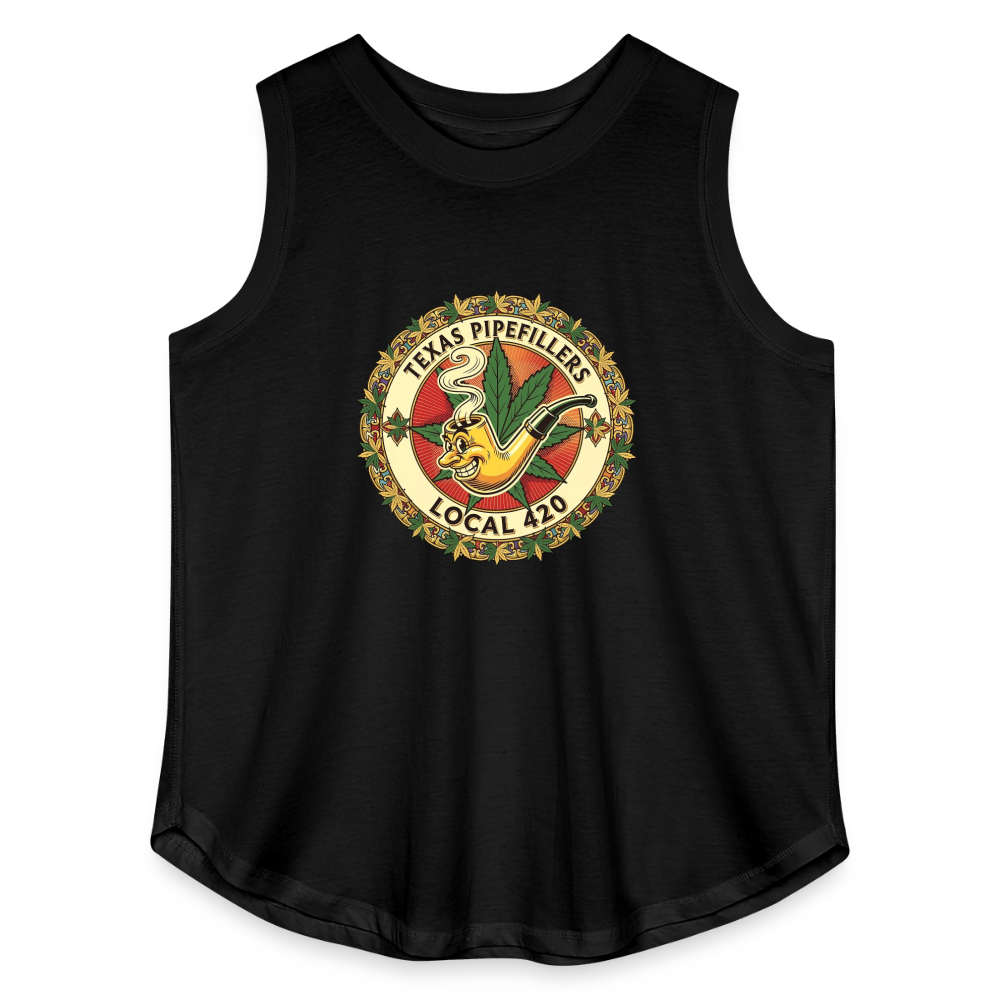 TEXAS PIPEFILLERS LOCAL 420 Women's Curvy Relaxed Tank Top - black
