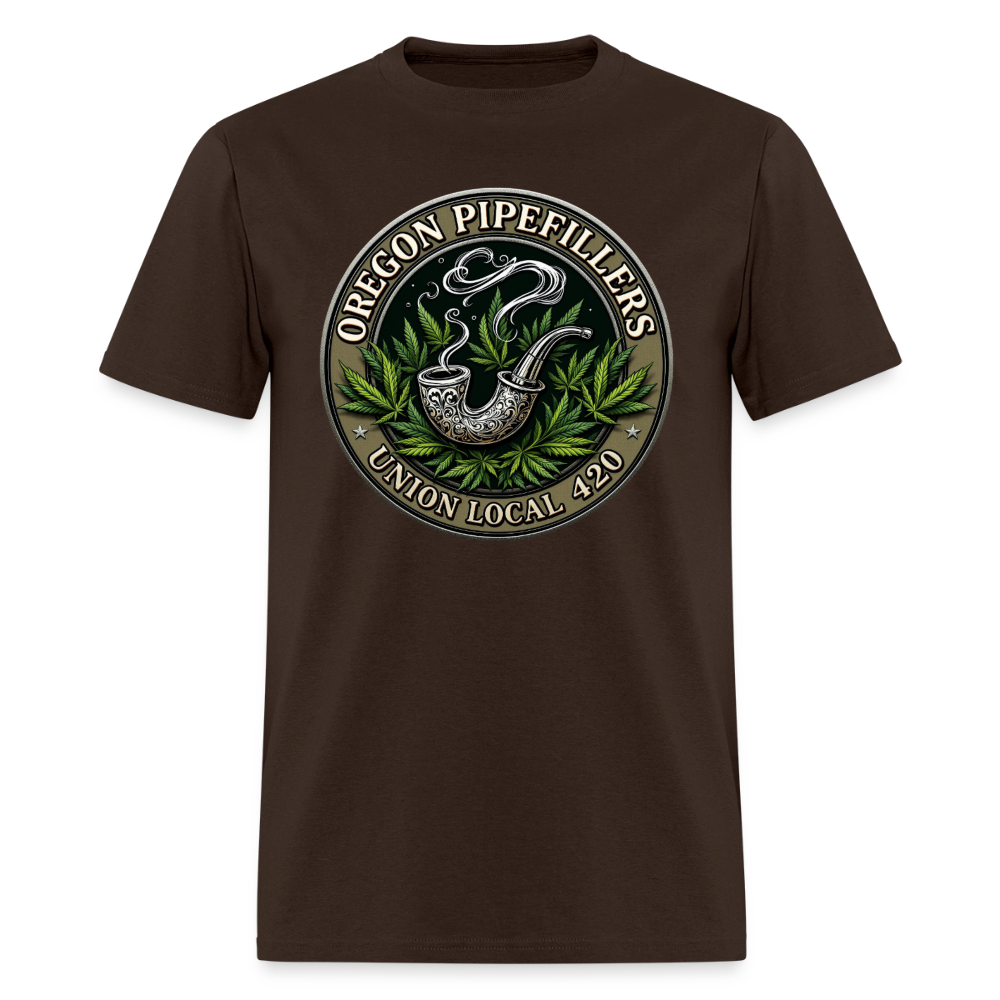 OREGON PIPEFILLERS LOCAL 420 2 EMBLEM Men's T-Shirt - brown