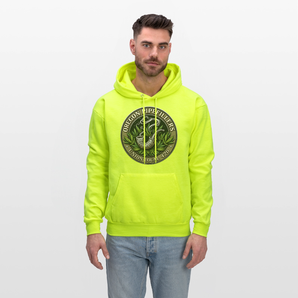 OREGON PIPEFILLERS LOCAL 420 2 EMBLEM Men's Hoodie - safety green
