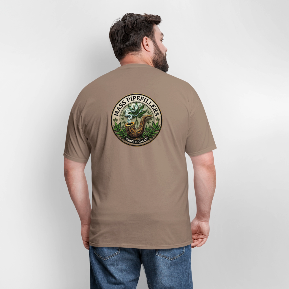 MASS PIPEFILLERS LOCAL 420 2 EMBLEM Men's T-Shirt - safari