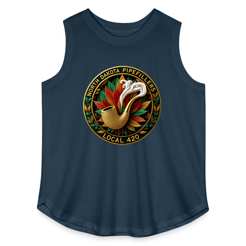 NORTH DAKOTA PIPEFILLERS LOCAL 420 F/B DESIGNS Women's Curvy Relaxed Tank Top - denim