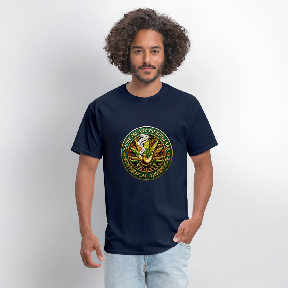 RHODE ISLAND PIPEFILLERS LOCAL 420 F/B DESIGNS Men's T-Shirt - navy