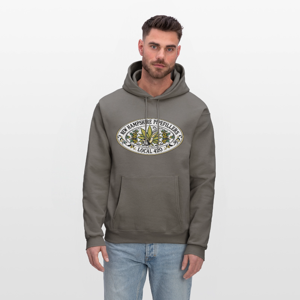 NEW HAMPSHIRE PIPEFILLERS LOCAL 420 2 EMBLEM Men's Hoodie - asphalt gray