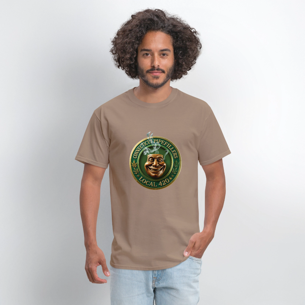 CONNECTICUT PIPEFILLERS LOCAL 420 F/B DESIGN Men's T-Shirt - safari