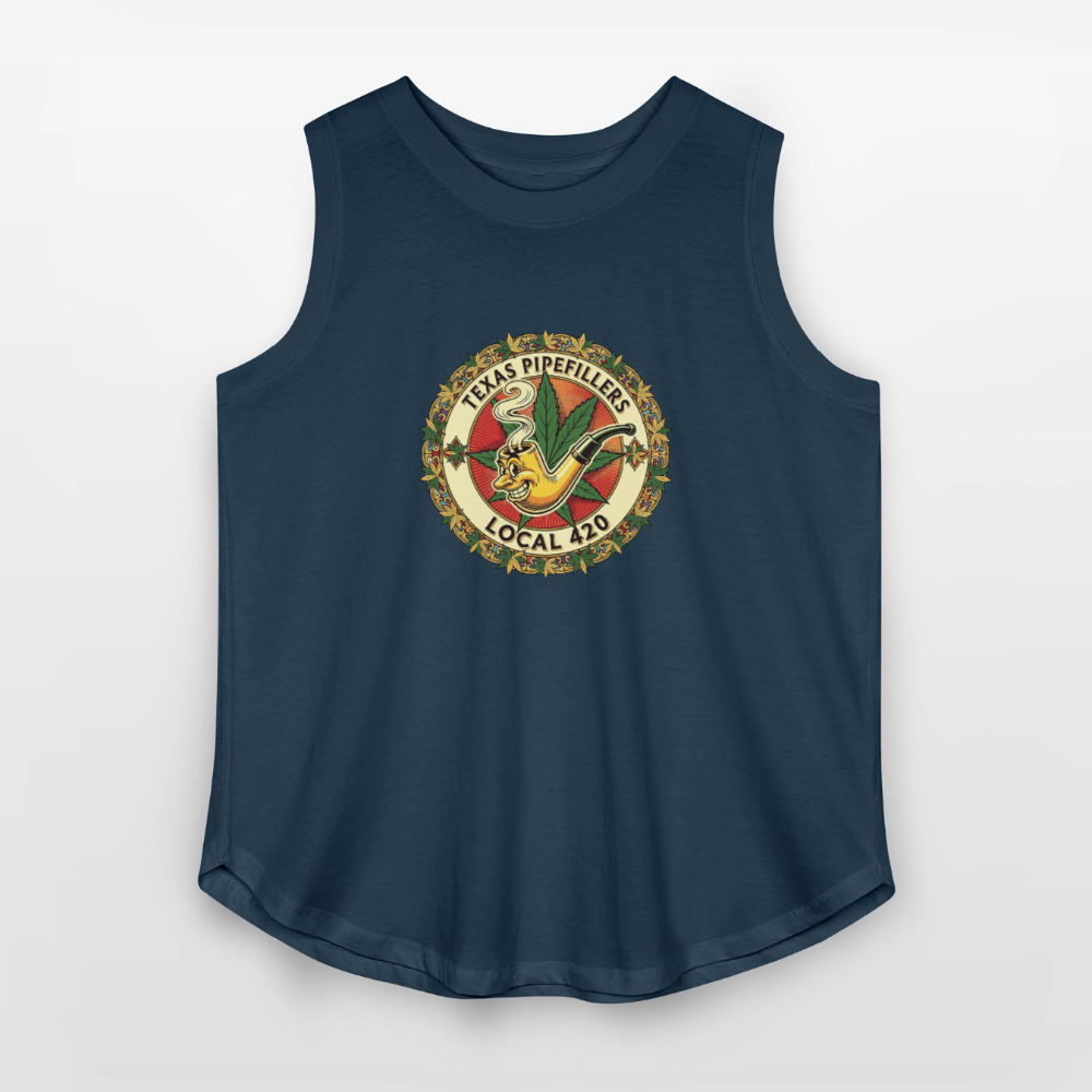 TEXAS PIPEFILLERS LOCAL 420 Women's Curvy Relaxed Tank Top - denim