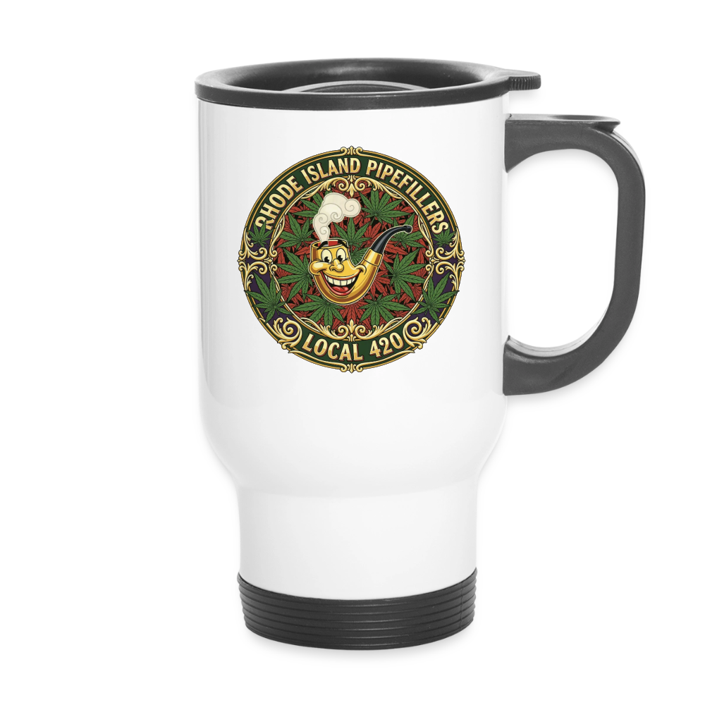 TEXAS PIPEFILLERS LOCAL 420 14oz Stainless Steel Travel Mug - white
