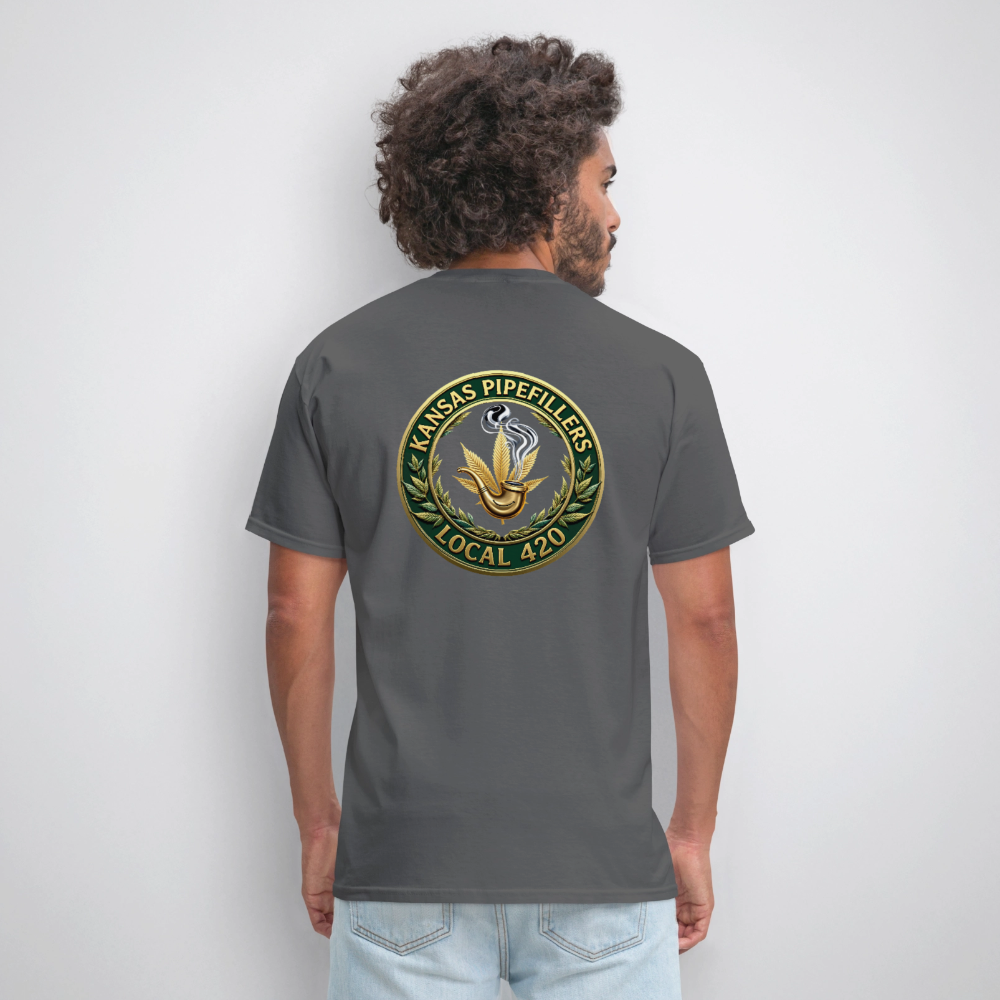 KANSAS PIPEFILLERS LOCAL 420 F/B DESIGNS Men's T-Shirt - charcoal