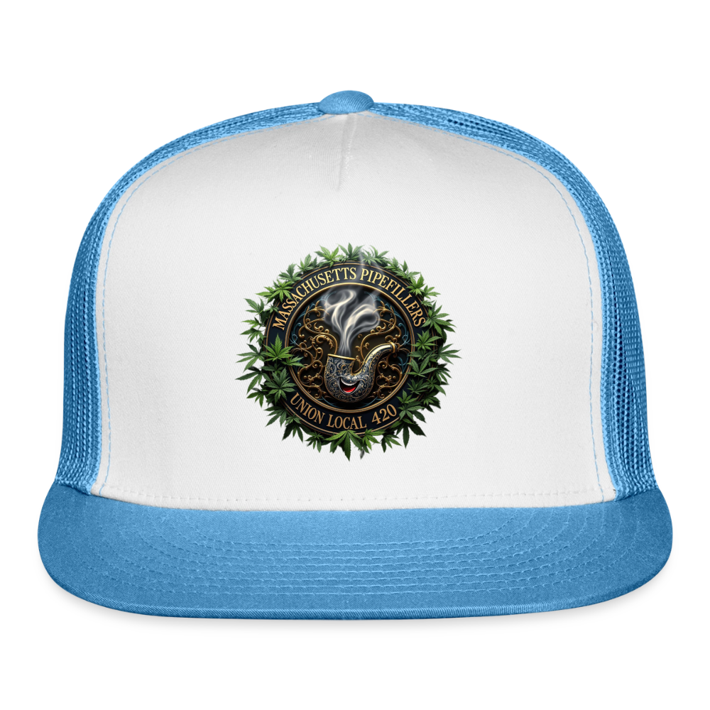 MASSACHUSETTS PIPEFILLERS LOCAL 420 Trucker Hat - white/blue