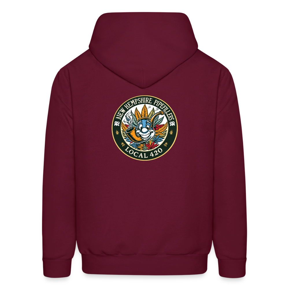 NEW HEMPSHIRE PIPEFILLERS LOCAL 420 2 EMBLEM Men's Hoodie - burgundy
