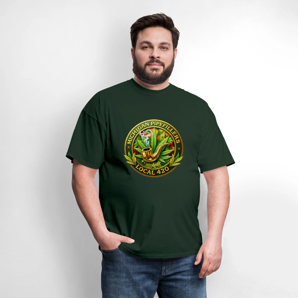 MICHIGAN PIPEFILLERS LOCAL 420 F/B DESIGN Men's T-Shirt - forest green
