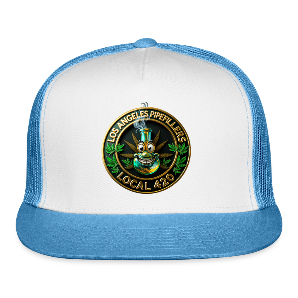 LOS ANGLES PIPEFILLERS LOCAL 420 Trucker Hat - white/blue