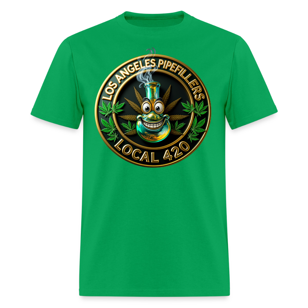 LOS ANGLES PIPEFILLERS LOCAL 420 2 EMBLEM Men's T-Shirt - bright green