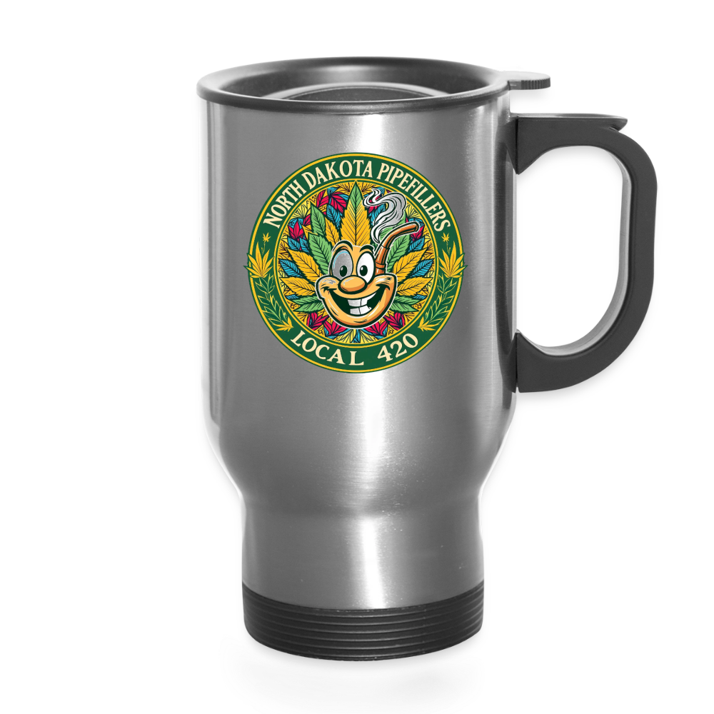 NORTH DAKOTA PIPEFILLERS LOCAL 420 14oz Stainless Steel Travel Mug - silver