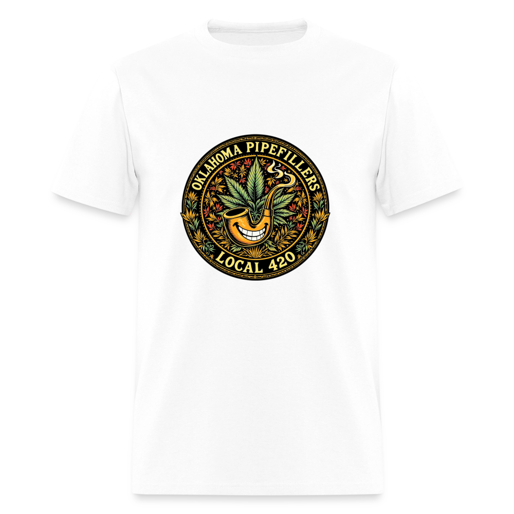 OKLAHOMA PIPEFILLERS LOCAL 420  F/B DESIGNS Men's T-Shirt - white