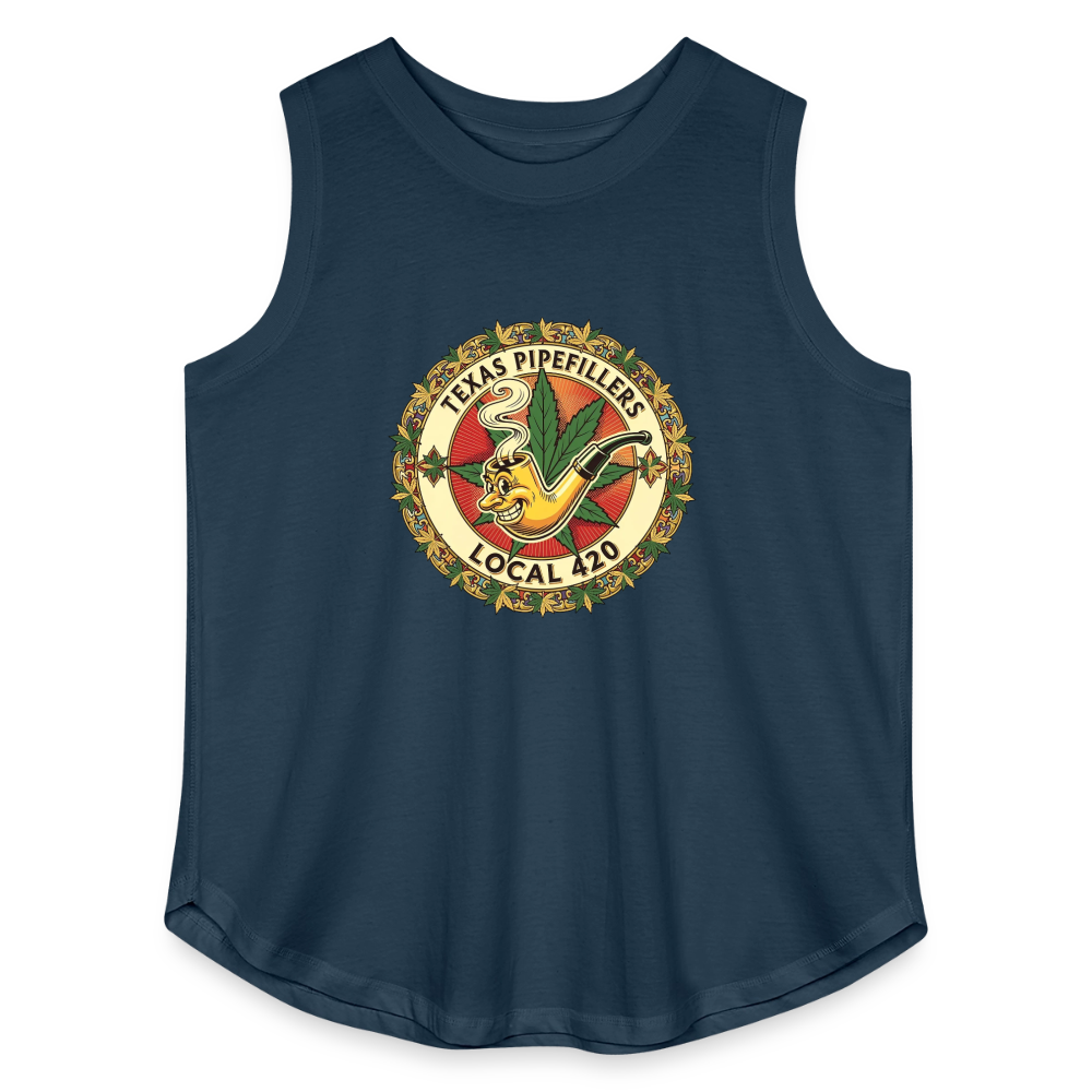 TEXAS PIPEFILLERS LOCAL 420 Women's Curvy Relaxed Tank Top - denim