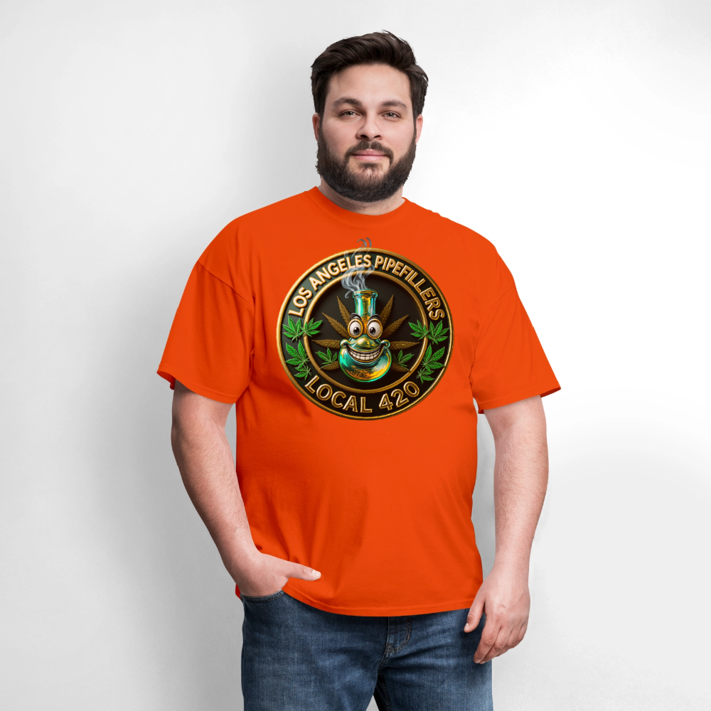 LOS ANGLES PIPEFILLERS LOCAL 420 2 EMBLEM Men's T-Shirt - orange