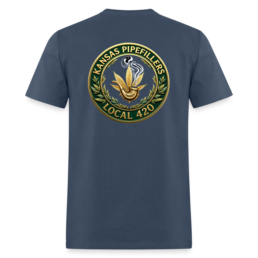 KANSAS PIPEFILLERS LOCAL 420 F/B DESIGNS Men's T-Shirt -  blue dusk