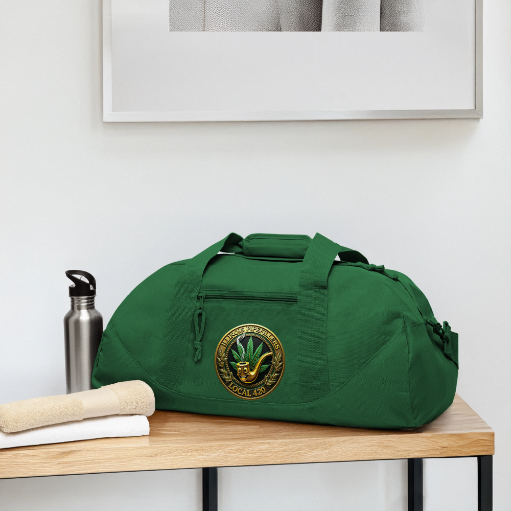 ILLINOIS PIPEFILLERS LOCAL 420 2 EMBLEMS Duffel Bag - forest green