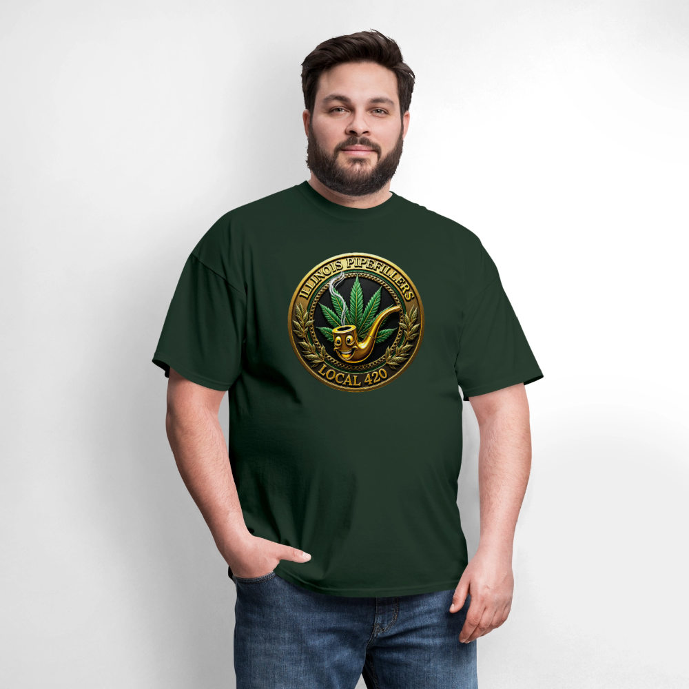 ILLINOIS PIPEFILLERS LOCAL 420 F/B EMBLEMS Men's T-Shirt - forest green