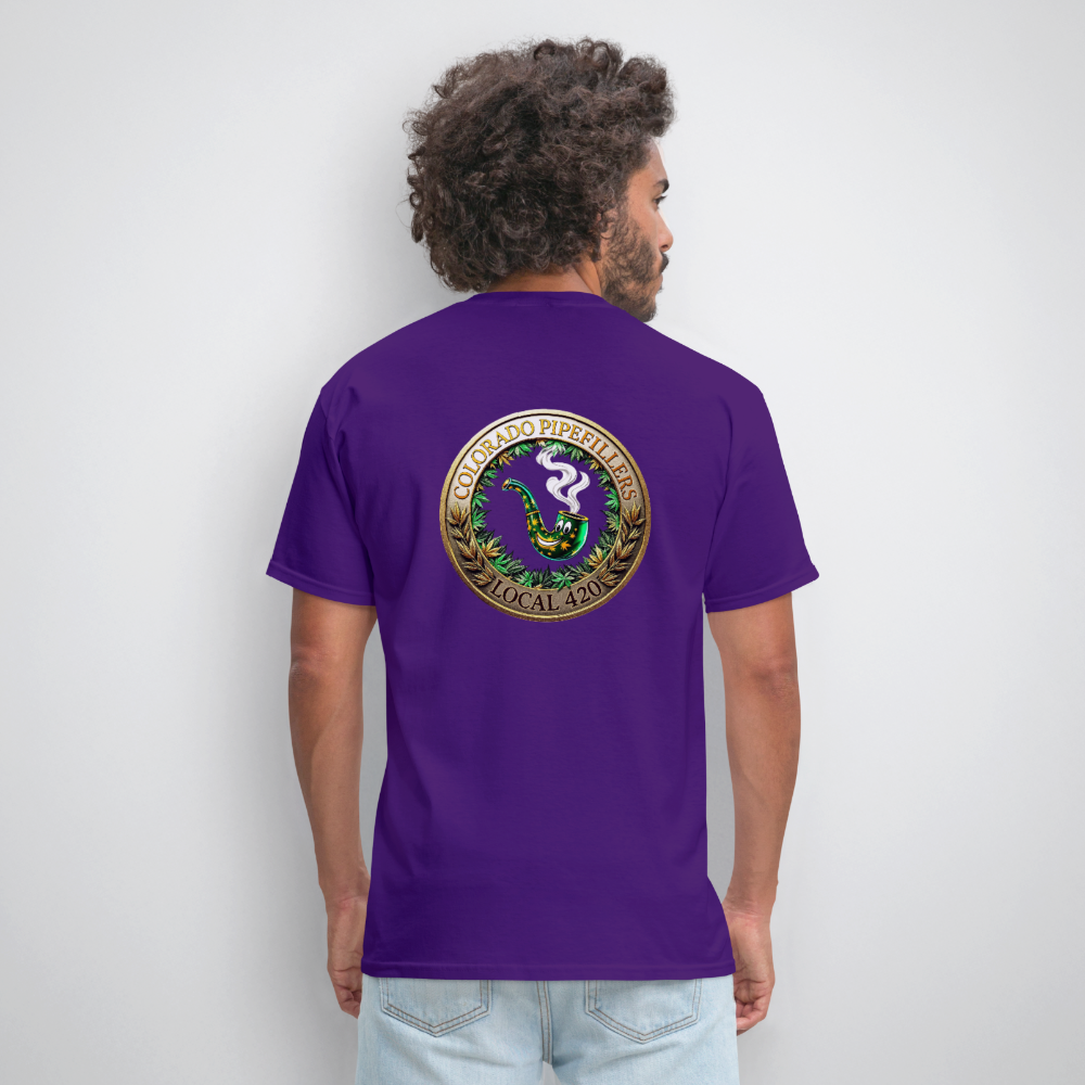 COLORADO PIPEFILLERS LOCAL 420 F/B EMBLEMS Men's T-Shirt - purple