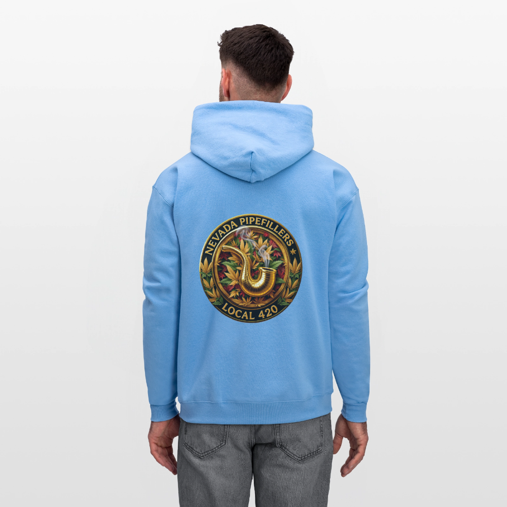 NEVADA PIPEFILLERS LOCAL 420  F/B DESIGN Men's Hoodie - carolina blue