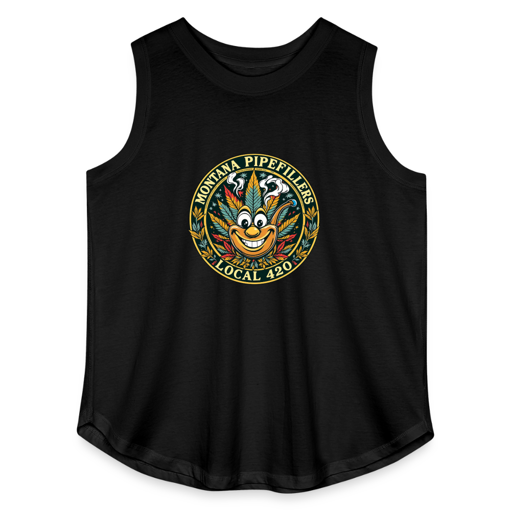 MONTANA PIPEFILLERS LOCAL 420 Women's Curvy Relaxed Tank Top - black