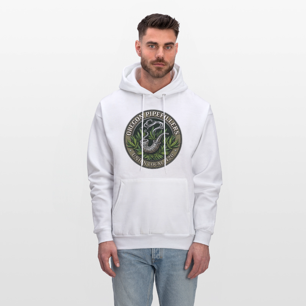 OREGON PIPEFILLERS LOCAL 420 2 EMBLEM Men's Hoodie - white