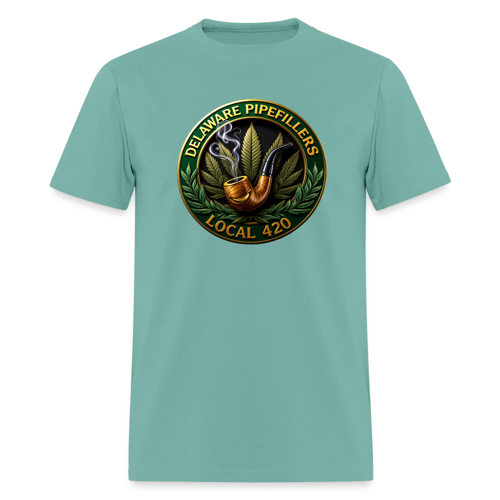DELAWARE  PIPEFILLERS LOCAL 420 F/B DESIGN Men's T-Shirt - aquatic