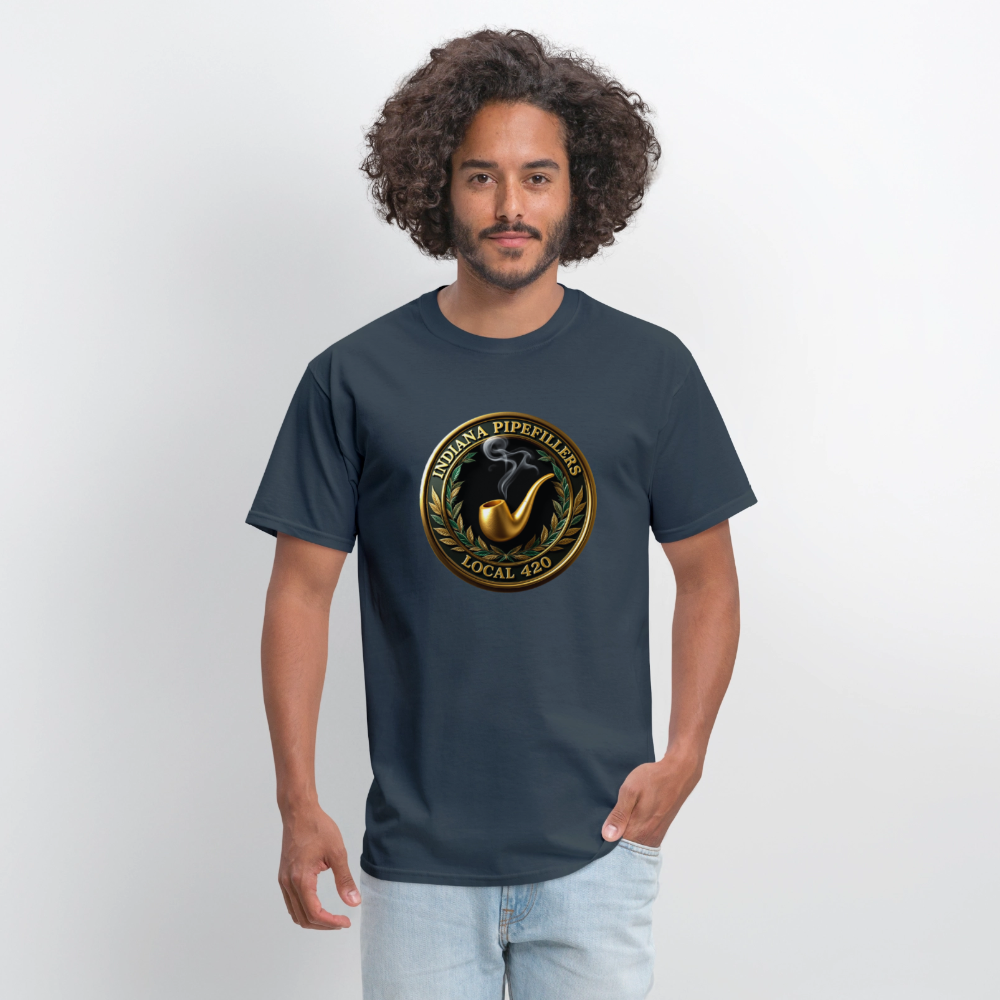 INDIANA PIPEFILLERS LOCAL 420 F/B DESIGN Men's T-Shirt -  blue dusk