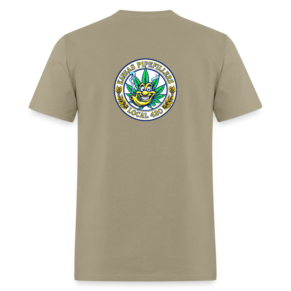KANSAS PIPEFILLERS LOCAL 420 F/B DESIGNS Men's T-Shirt - khaki