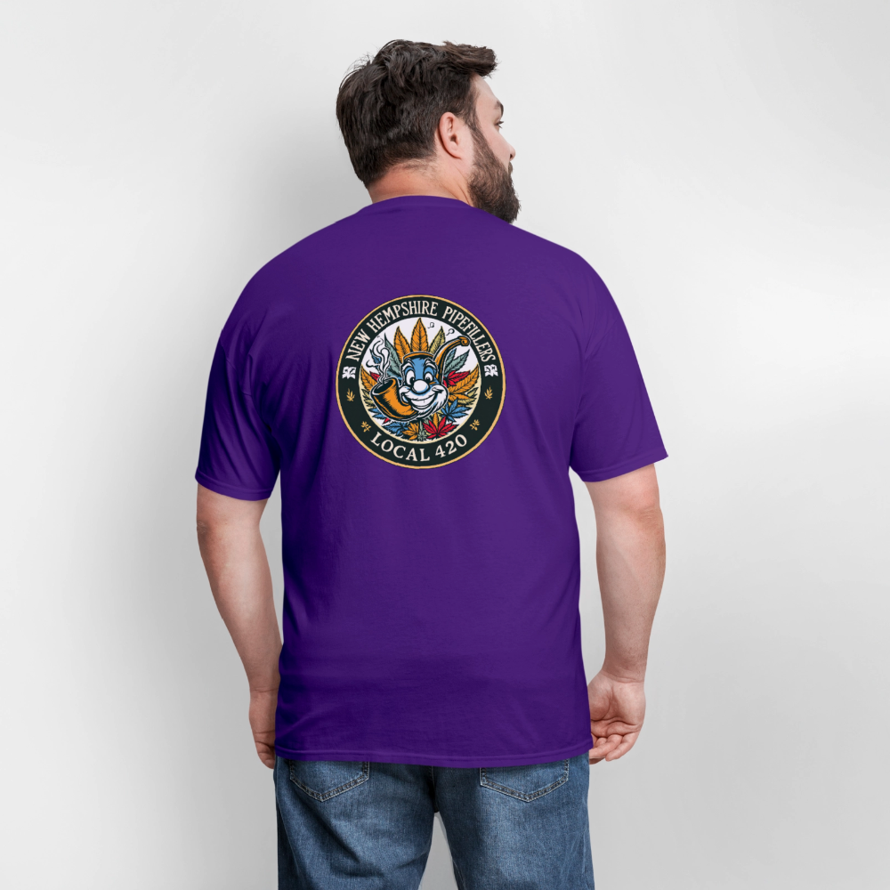 NEW HEMPSHIRE PIPEFILLERS LOCAL 420 2 EMBLEM Men's T-Shirt - purple