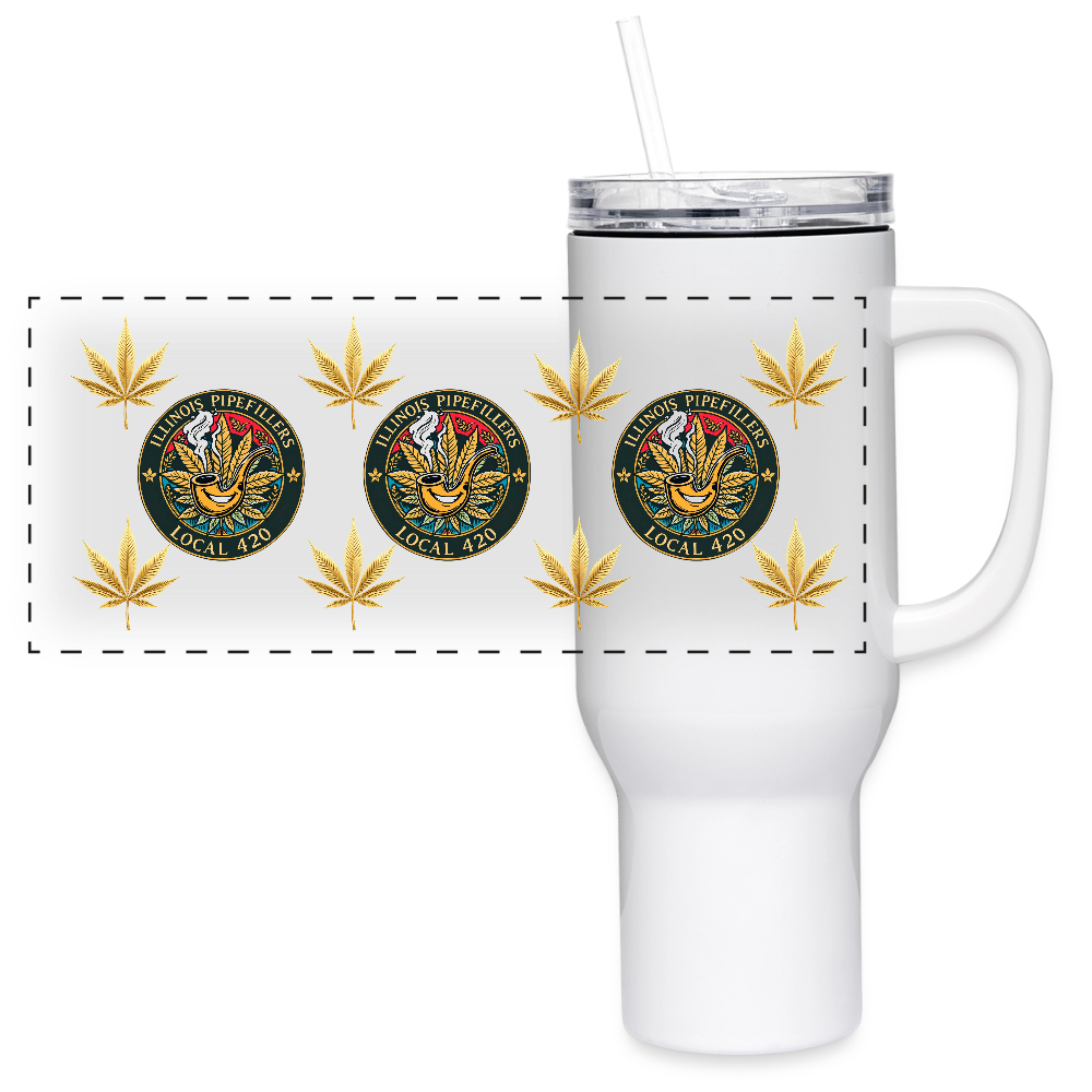 ILLINOIS PIPEFILLERS LOCAL 420 40oz Stainless Steel Travel Tumbler - white
