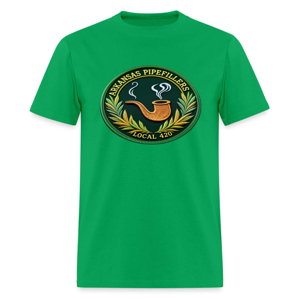 ARKANSAS PIPEFILLERS LOCAL 420 F/B EMBLEMS  Men's T-Shirt - bright green