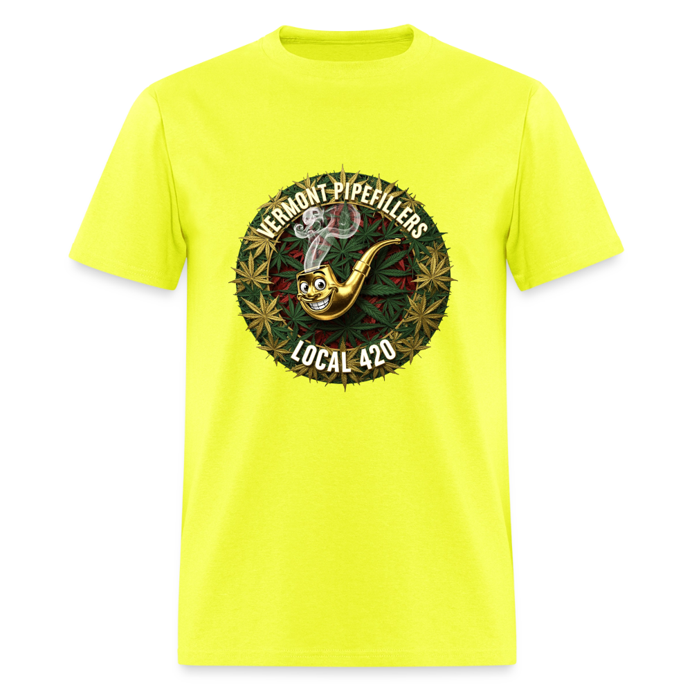 VERMONT PIPEFILLERS LOCAL 420  F/B DESIGN Men's T-Shirt - safety green