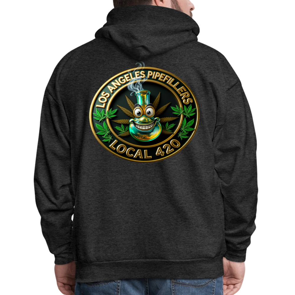 LOS ANGLES PIPEFILLERS LOCAL 420 2 EMBLEM Men's Hoodie - charcoal grey