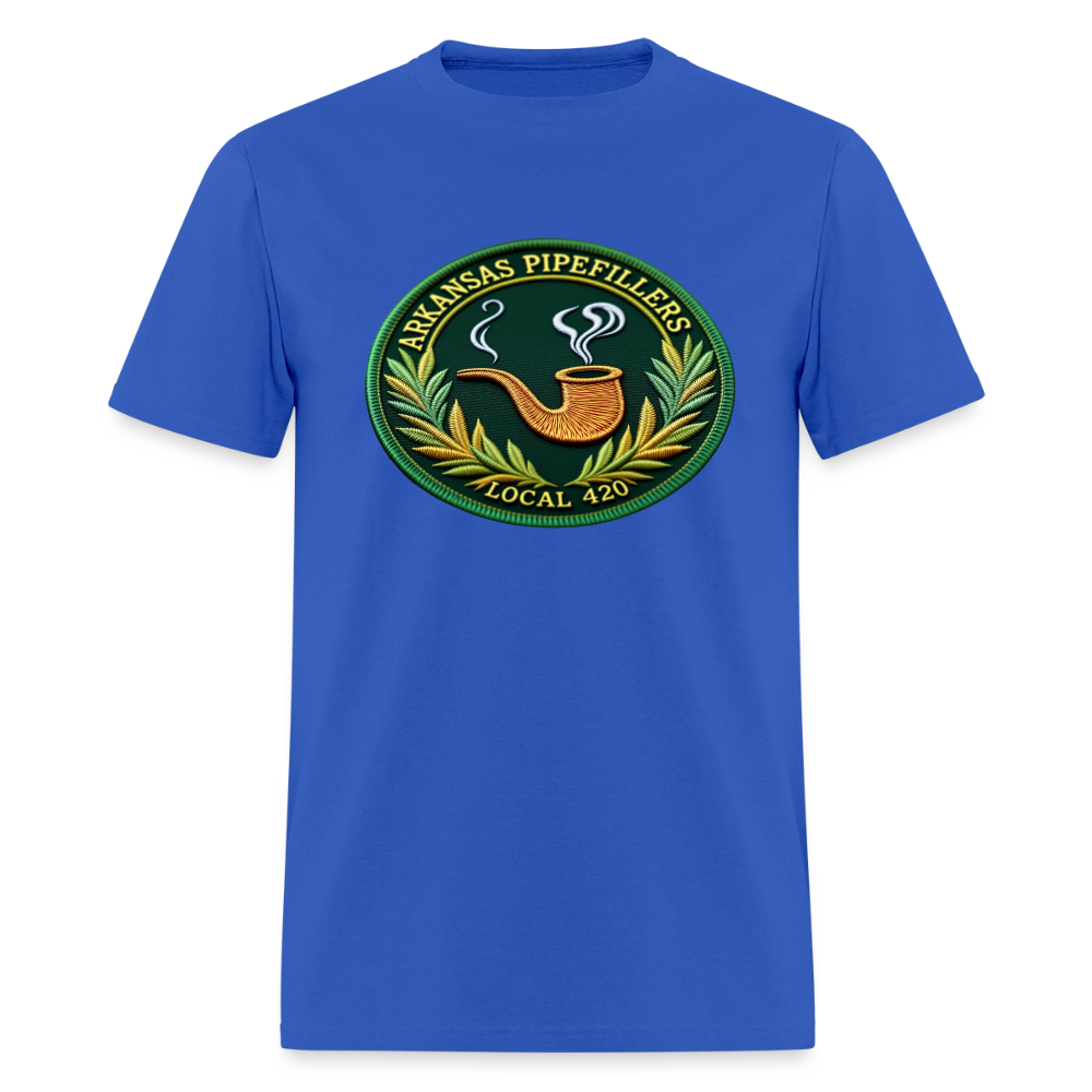 ARKANSAS PIPEFILLERS LOCAL 420 F/B EMBLEMS  Men's T-Shirt - royal blue