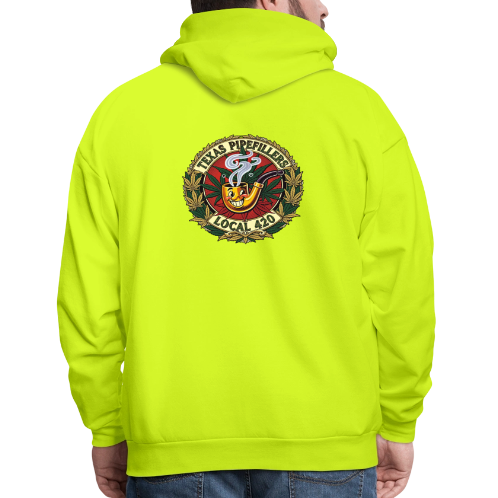TEXAS PIPEFILLERS LOCAL 420 F.B DESIGN Men's Hoodie - safety green