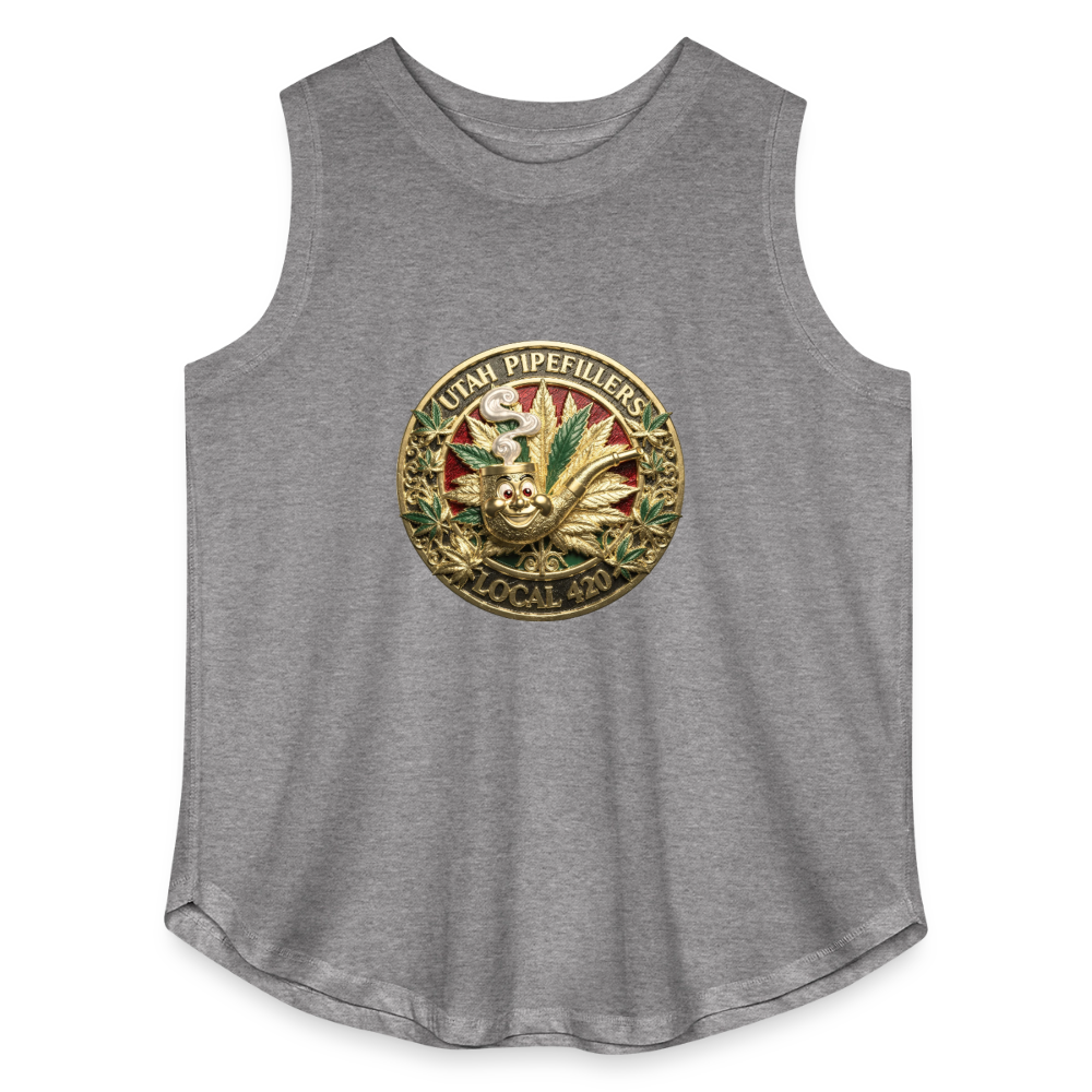 UTAH PIPEFILLERS LOCAL 420 F/B DESIGN Women's Curvy Relaxed Tank Top - granite heather 