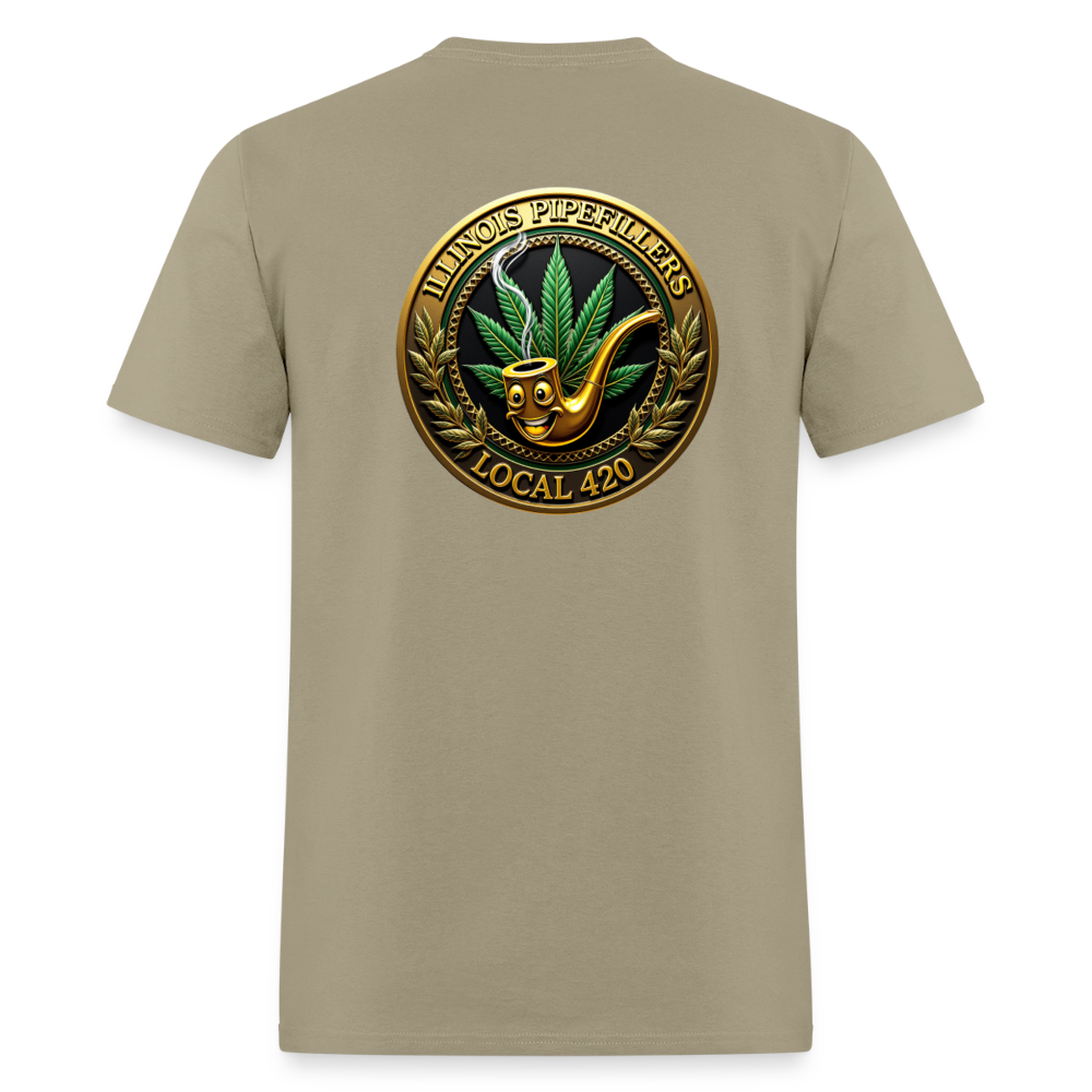ILLINOIS PIPEFILLERS LOCAL 420 F/B EMBLEMS Men's T-Shirt - khaki